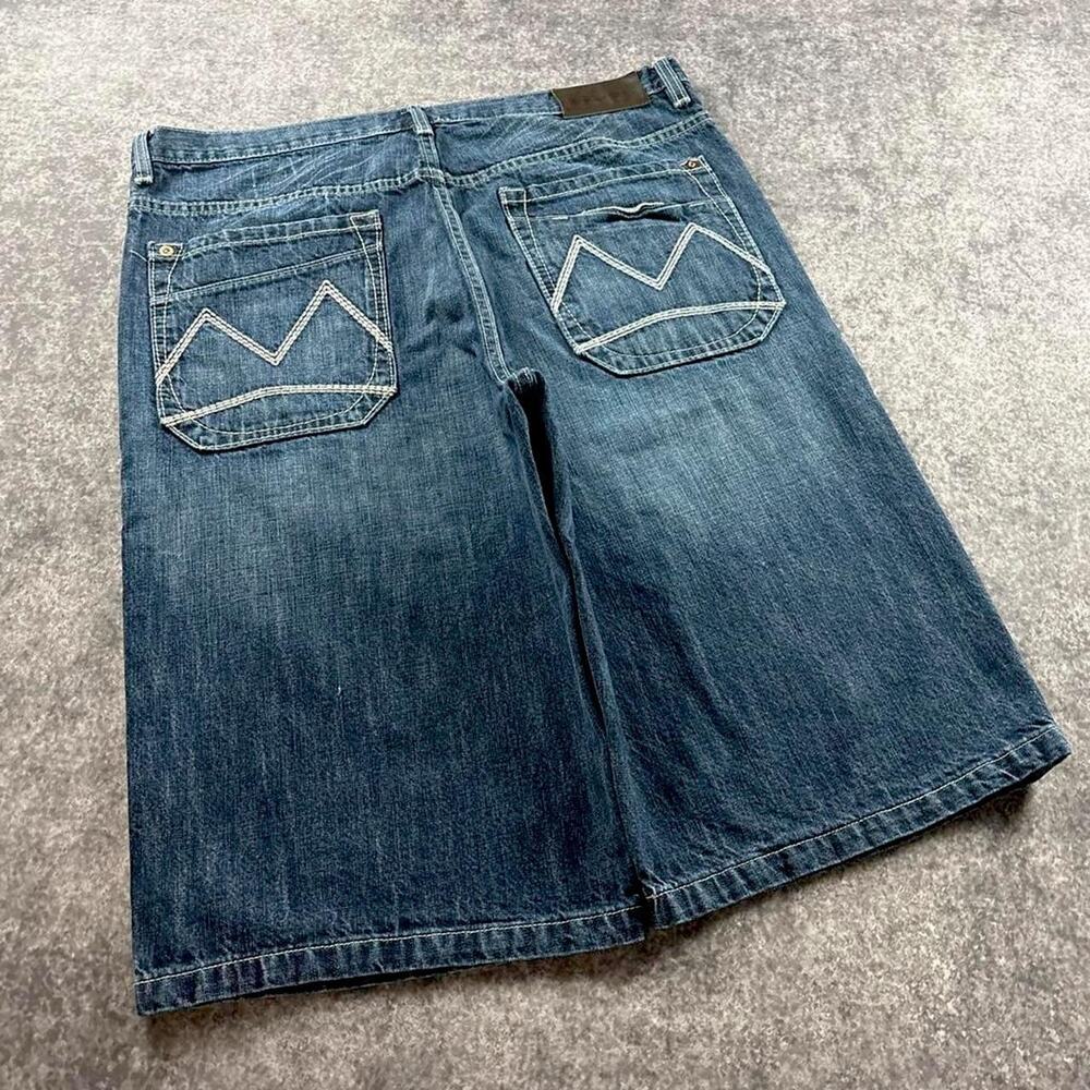Vintage Y2K Sean John Men’s 36 Baggy Wide Leg Embroidered Denim Jorts Hip Hop